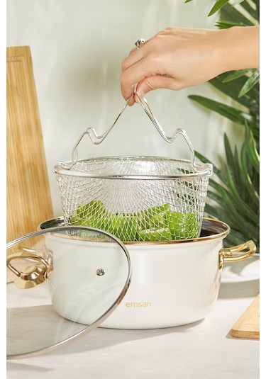 Emsan Nostalji Emaye Kızartma Tenceresi Bej