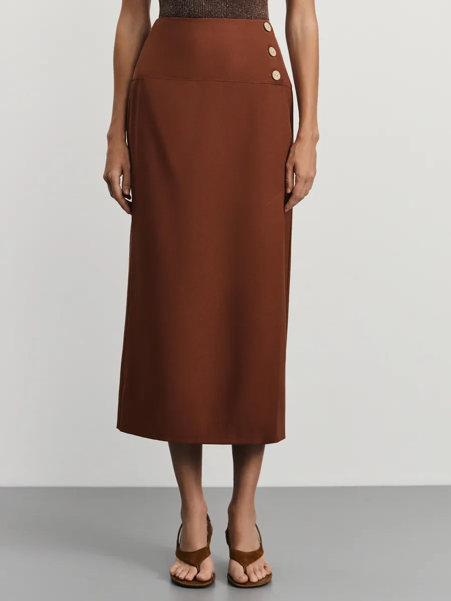 Zarına Dekoratif Düğmeli Kurşun Kalem Etek 432730005 Copper