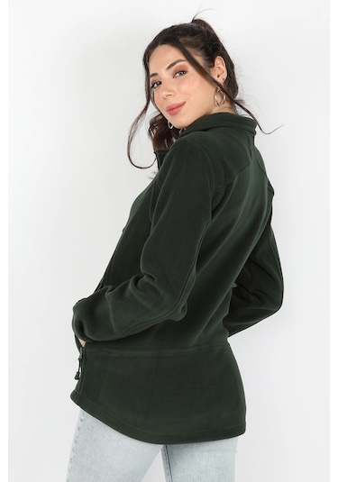 Kadın Balıkçı Fermuarlı Sweatshirt Yeşil