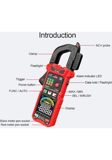 Gvda Gd166b 6000 Sayım Weichuang01 Pens Metre Ac Dc Gerilim True Rms Kelepçe Multimetre Kapasite Ohm Hz Amp Test Cihazı