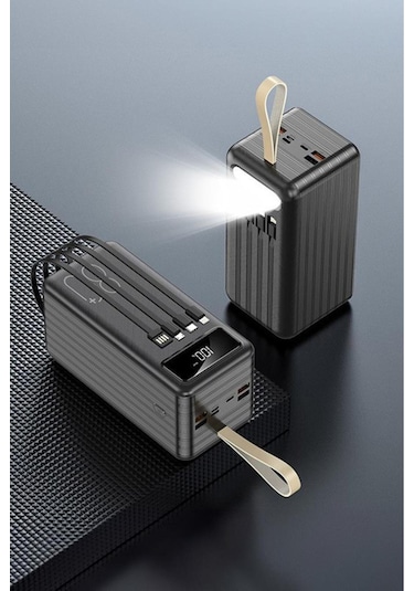 1080 80000mah Ledli 4 Çıkışlı Taşınabilir Hızlı Şarj Dijital Göstergeli Powerbank Siyah
