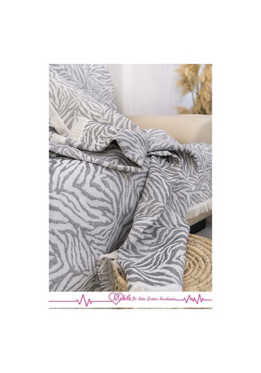 Klasik Pamuklu Koltuk Örtüsü 160x220 Cm Zebra Desen Koltuk Örtüsü Antrasit