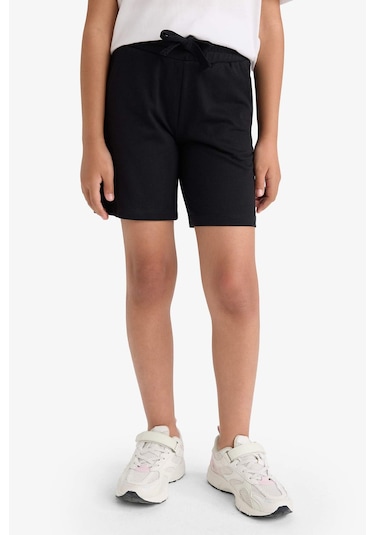 Defacto Kız Çocuk Relax Fit Beli Lastikli Basic Düz Şort D9058a825hsbk81 Siyah