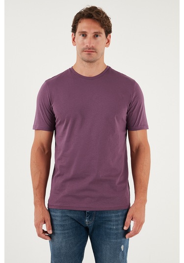 Buratti Pamuklu Regular Fit Bisiklet Yaka Erkek T Shirt 59020204 Mürdüm