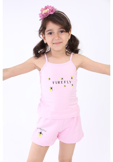 Toontoy Kids Toontoy Kız Bebek Baskılı Şortlu Takım Pembe