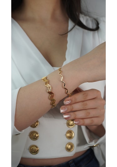 22 Ayar Altın İşçiliksiz Zigzag Bilezik 10 Gr