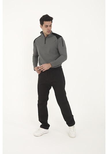 Camp Scoutland Camp595 Outdoor Tactical Softshell Su Ve Rüzgara Dayanıklı İçi Polarlı Kışlık Erkek Taktik Pantolon Siyah Siyah