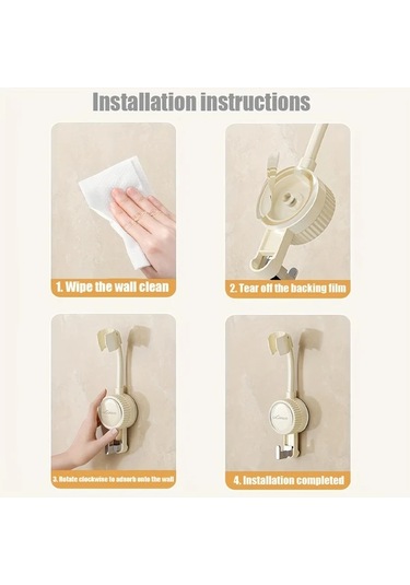 Sunshine011 Krem Rengi Deliksiz Emme Banyo Duş Tutucu Ayarlandı Duş Aksesuarı Duş Braketi Krem