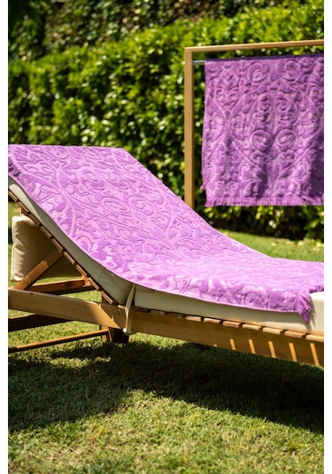 Menderes Home Cotton Collection Bukle Plaj Havlusu Saçaklı Mor