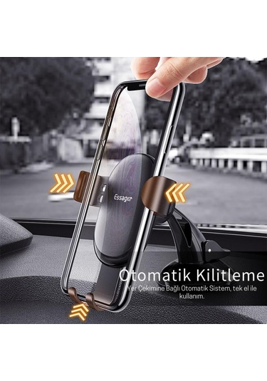 Essager Süper Güçlü Vantuzlu Torpido Üstü Araç İçi Telefon Tutucu Kilit Mekanızmalı Araç Tutucu