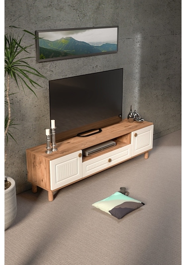 Bohem 180 Cm Mdf Kapak Tv Ünitesi Ceviz - Beyaz