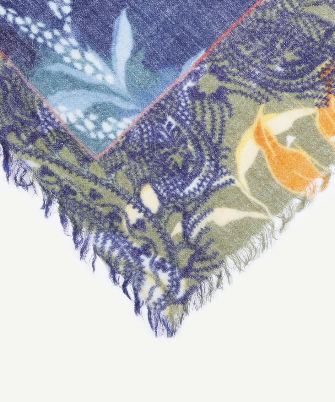 Yargıcı Çiçek Desenli Yün Şal 25kksl1072x 021 Mavi