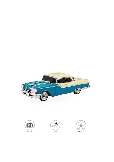 Torima D87 Bluetooth Hoparlör Retro Klasik Araba Tasarımlı 10w Fm Usb Selfie Speaker Yeşil
