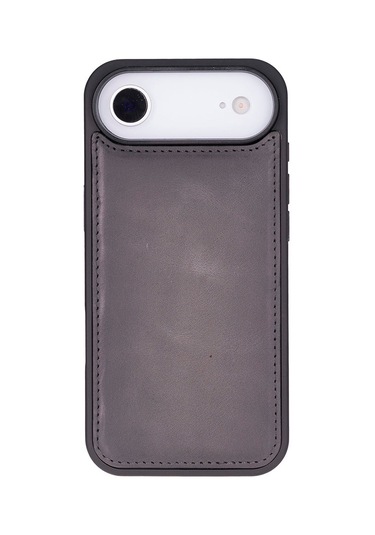 Bloomcase Magic Wallet Ash Mist Gray Hakiki Deri İphone Uyumlu 17 Air 6.5" Cüzdanlı Telefon Kılıfı Gri