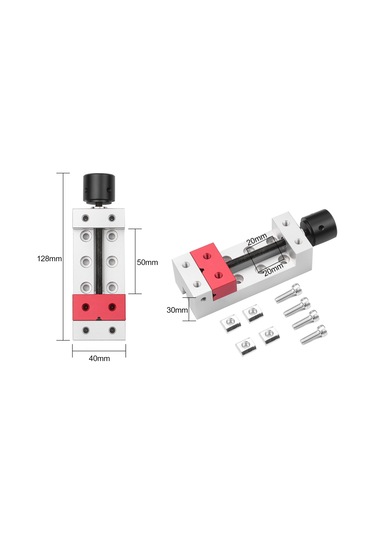 Youtek Ev Üstü Metal Cırcır Torbası - 5cm Çene Açığı, Hassas İşler İçin Taşınabilir Fikstür Madeni Gri/kırmızı Gümüş Ve Kırmızı