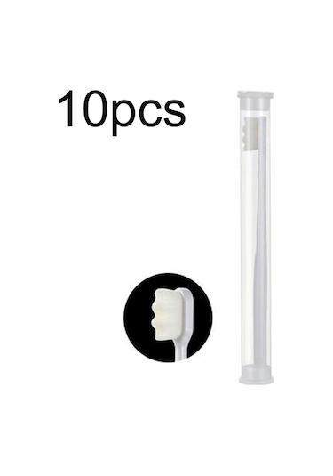 Sones 10 Adet Nano İpek Yumuşak Kıl Bağımsız Paketleme Taşınabilir Çift Diş Fırçası, Özellikler: Beyaz Dalga