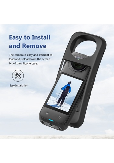 Insta360 X4 İçin Puluz Tam Vücut Toz Geçirmez Silikon Koruyucu Kılıf Siyah