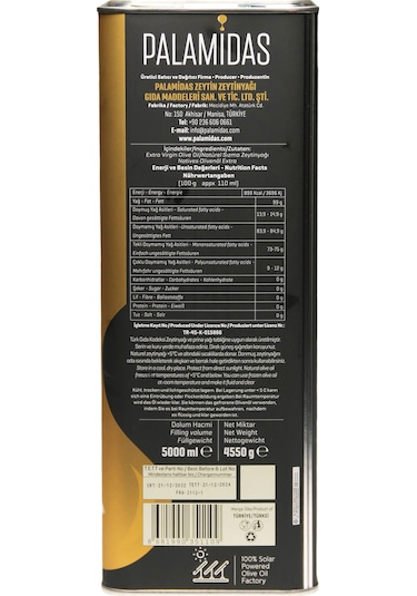 Palamidas Soğuk Sıkım Natürel Sızma Zeytinyağı Özel Harman 5 L