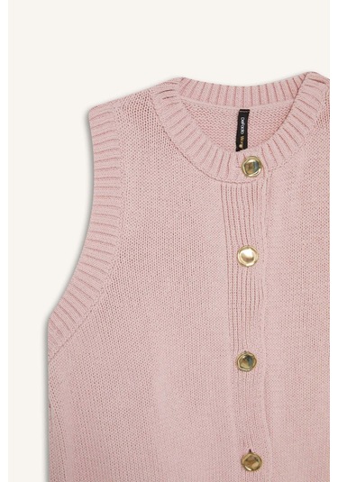 Defacto Relax Fit Düğmeli Triko Süveter F7162ax25hspn189 Pembe