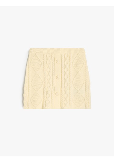 Koton Basic Panço Dokulu Düğme Kapamalı Örgü Detaylı Ekru 5wkg90032at Ekru