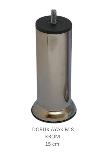 Doruk Ayak, Cıvatalı Baza Koltuk Dolap Ayağı, Metal, Krom, M8, 15 Cm Krom