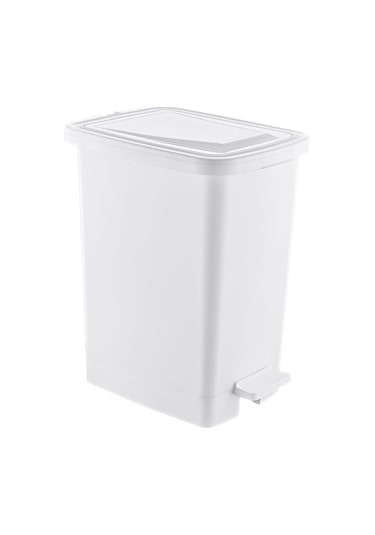 Plastik 25 Lt Slim Pedallı Çöp Kovası Beyaz İç Kovalı Beyaz