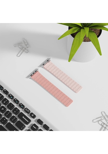 Biriva Home Apple Watch Ultra 49mm Krd-111 Çizgili Desenli Silikon Kordon-turuncu