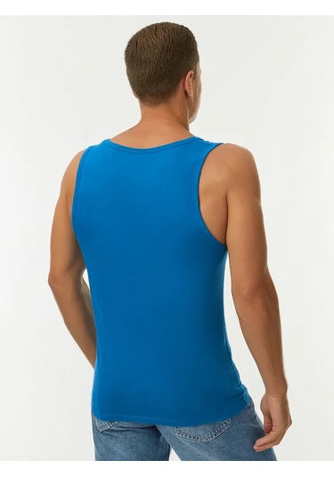 Oodji Baskılı Pamuklu Atlet 228792761 Mavi