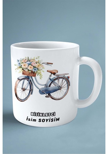 Bisikletci Bisikletçi Bisiklet Baskılı Kupa Bardak Çift Taraflı Baskı Kişiye Özel Model 7 Çok Renkli