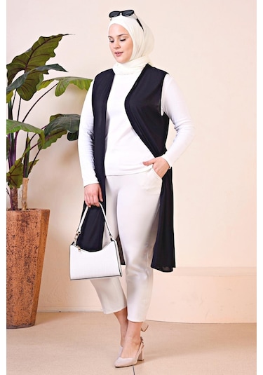 Uzun Buyuk Beden Yelek Kadin Hermevsim 001