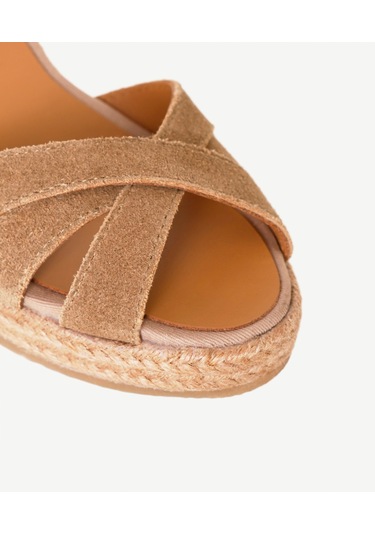 Yargıcı Çapraz Bantlı Dolgu Süet Espadril 26ykay4033x 017 Bej