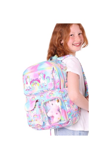 Elatae Su Geçirmez Kumaş Kız Çocuk Çok Gözlü Ortopedik Sırt Okul Çantası L5243 Turkuaz