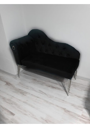 Metalda Josefin Bench Koltuk Berjer Gümüş Seri 120 Cm Siyah