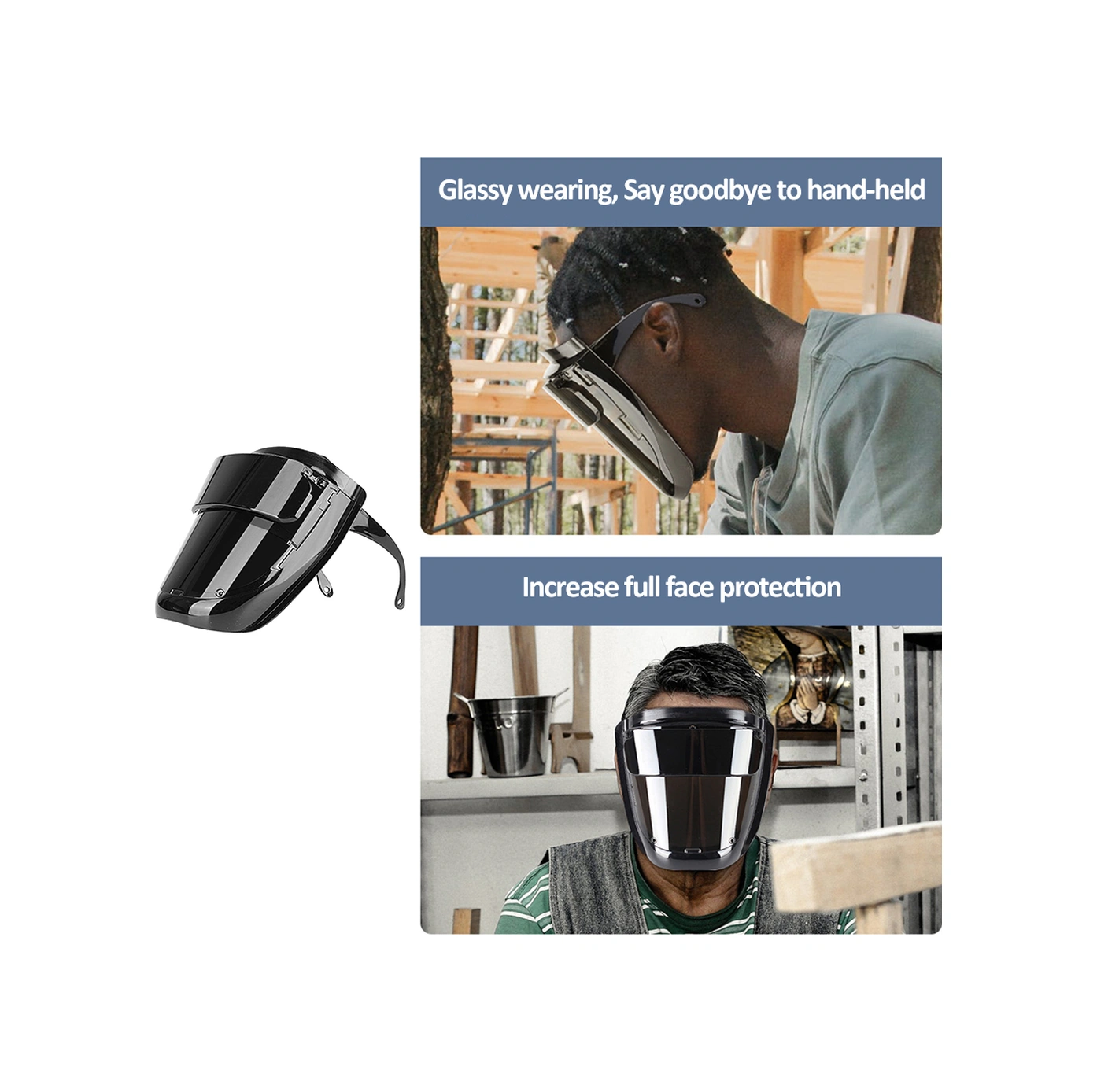 Yuntech01 Küçük Boy Siyah Elektrik Kaynaklı Korumalı Maske, İki Katlı Lens Göz Ve Parlak Işık Koruması, Pc Malzeme Isı Dayanıklı