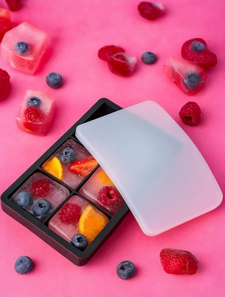 Vesna Krasna Büyük Küpler İçin Kapaklı Silikon Buz Kalıbı 345114909 Siyah