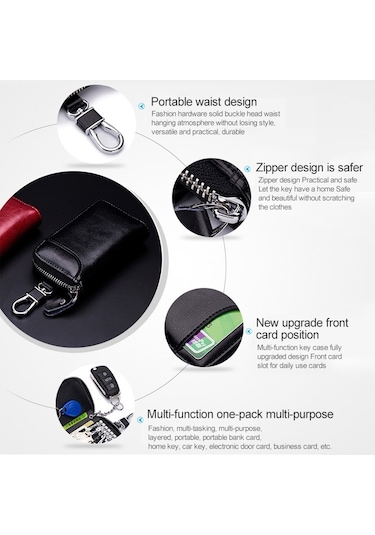 9105 Belden Askılı Büyük Kapasiteli Fermuarlı Deri Anahtarlıklı Çanta Çok Fonksiyonlu Cüzdan Pembe