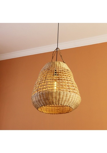 Yansı Doğal Rattan Lamba 51x51 Cm. Bej