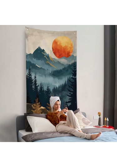 Dağların Üstündeki Güneş Manzarası Duvar Örtüsü-7645