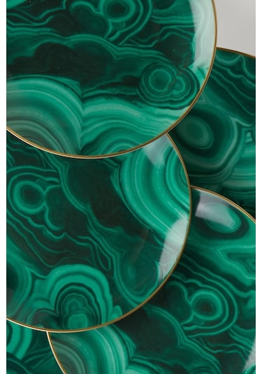 L'objet L Objet Malachite 4 Lü Porselen Canape Tabağı Yeşil
