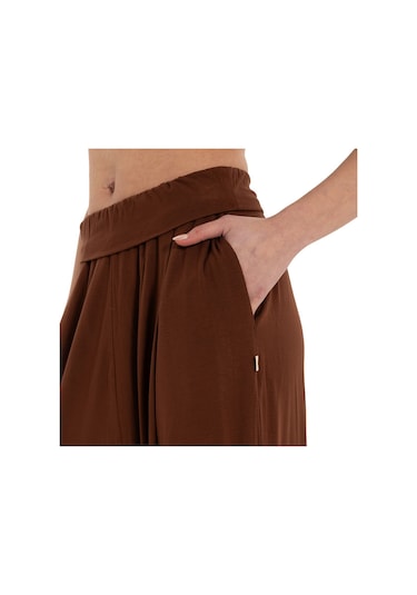 Inguz Beli Katlanabilir Yoga Şalvar Kahverengi