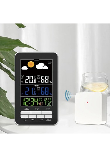 Motion003 1 Hava İstasyonu Dış Mekan Sensörlü Siyah Büyük Lcd Ekran İç Dış Sıcaklık Nem Basınç Hava Tahmini