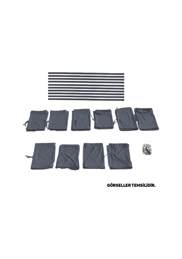 Pandami Opel Vivaro A 2001-2014 Uyumlu Gri Raylı Oto Perde Takımı