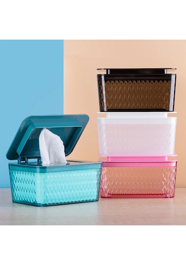 Mavi-ıslak Mendil Dispenseri Büyük Kapasiteli Mendil Dispenser Kutusu Mendil Kutus Geçirmez Mendil Kapaklı Kutu Peçetelik 46875140