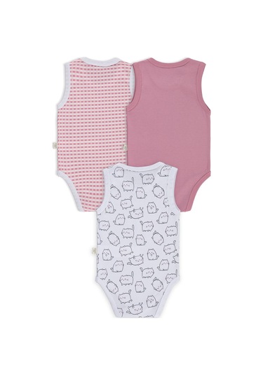 Civil Baby Kedi Empirmeli 3 Lü 0-36 Ay Çıtçıtlı Badi - Beyaz