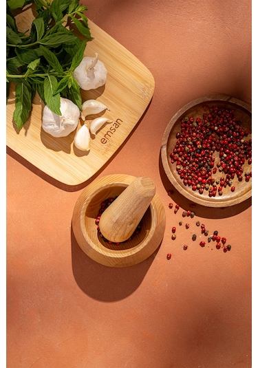 Emsan Rustik Bambu Düz Havan