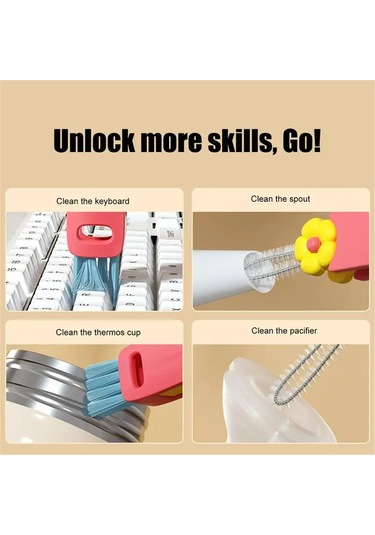 Skycity 3'lü Fantezi Temizlik Fırçası Seti - Bardak Ağızı, Boşluk Ve Köşe Temizliği İçin Çok Amaçlı Pp Malzeme