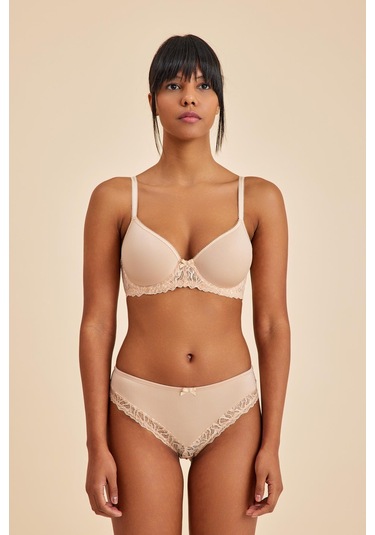 Victoria Ten Balenli Dantelli Dolgusuz Toparlayıcı Balkonet Sütyen Ten