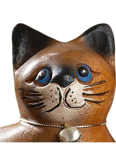 Opulentliving Kedi Heykeli Ahşap Oyma Süs Yatak Odası Dekorasyonu S Baş Sağ S Baş Sağ