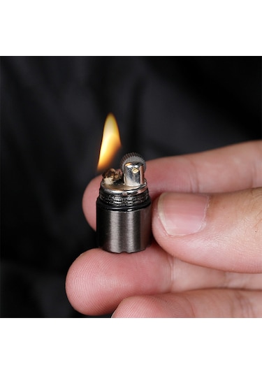 Springsun Mini Metal Kerosene Çakmak - Dayanıklı Konstruksiyon, Yakıt Saklama, Anahtar Zinciri Uyumlu - Altın Renk Altın