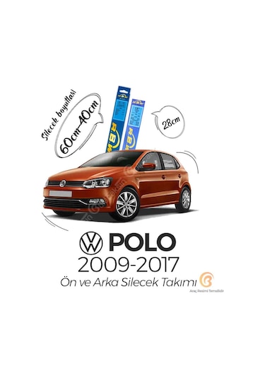 Volkswagen Polo Ön ve Arka Silecek Seti (2009-2017) RBW